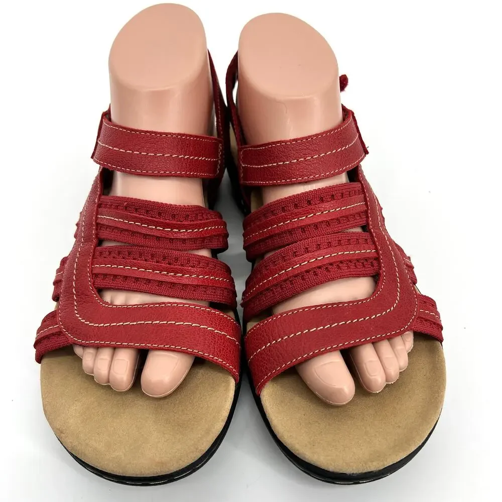 Clarks Womens Laurieann Erin Red Leather Sandals Size 9